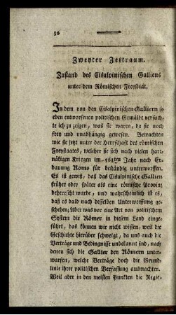 Zweyter Zeitraum. Zustand des Cisalpinischen Galliens unter dem Römischen Freystaat