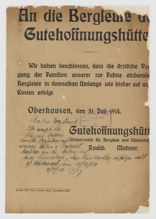 "An die Bergleute der Gutehoffnungshütte"