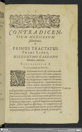 Contradicentium Medicorum solutiones. Primi Libri