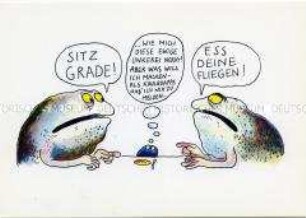 Postkarte mit Karikatur zum Thema Kindheit
