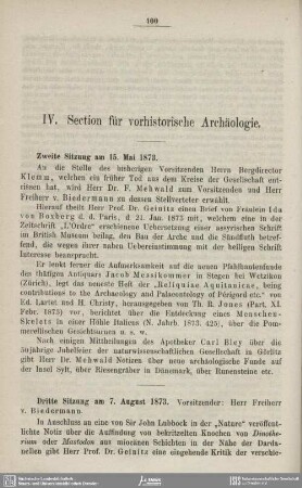 IV. Section für vorhistorische Archäologie