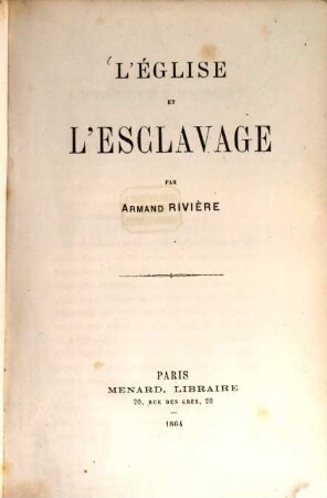 L' église et l'esclavage