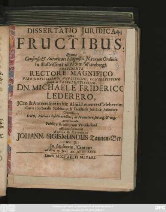 Dissertatio Iuridica De Fructibus