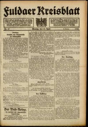 Ausgabe vom Montag, den 15. April 1918.