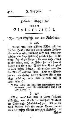 Zehnter Abschnitt: Von der Elektricität