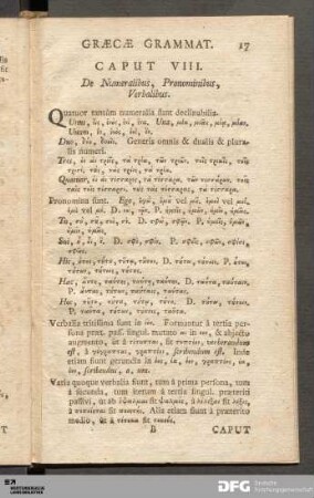 Caput VIII. De Numeralibus, Pronominibus, Verbalibus