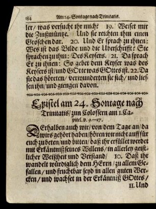 Epistel am 24. Sontage nach Trinitatis/ ...