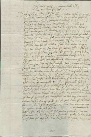 Schreiben von Leutnant Johann Widmer an seinen Oberst Ferdinand Geizkofler über seine Kompagnie