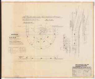 Reichsluftfahrtministerium, Berlin: Hofkellergarage, Gehsteige: Grundriss, Schnitte 1:10