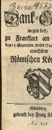 [Sammlung verschiedener Kirchengebete im Gebiet der Stadt Nürnberg aus verschiedenen Anlässen], 1745