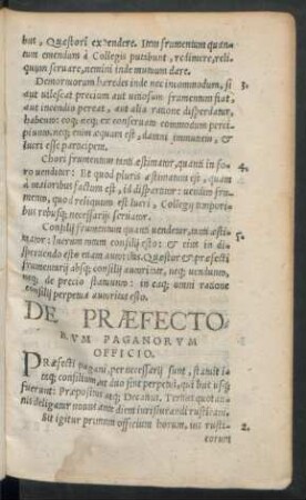 De Praefectorum Paganorum Officio.