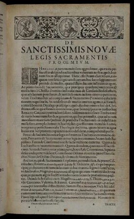 De Sanctissimis Novæ Legis Sacramentis Proœmium.
