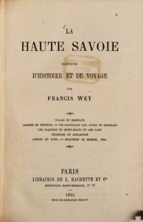 La Haute Savoie : récits d'histoire et de voyage