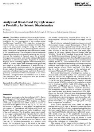 Analysis of broad-band Rayleigh waves: A possibility for seismic discrimination