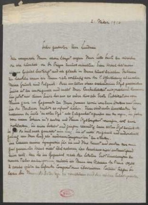 Brief an Erwin Lendvai : 21.03.1910