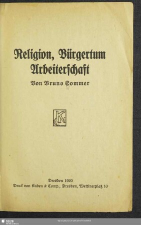 Religion, Bürgertum, Arbeiterschaft