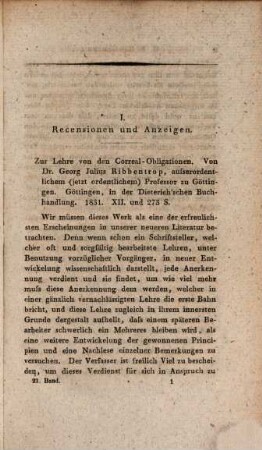 Jahrbücher der gesammten deutschen juristischen Literatur. 21. 1833