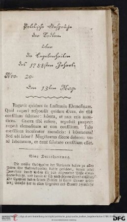 Nro. 20. Den 13ten May