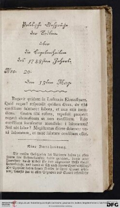 Nro. 20. Den 13ten May
