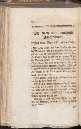 Die zwey und zwanzigste Unterredung. Lehren eines Vaters für seinen Sohn
