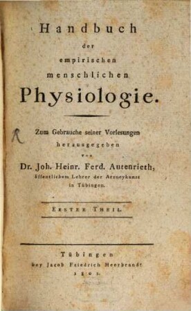 Handbuch der empirischen menschlichen Physiologie. 1