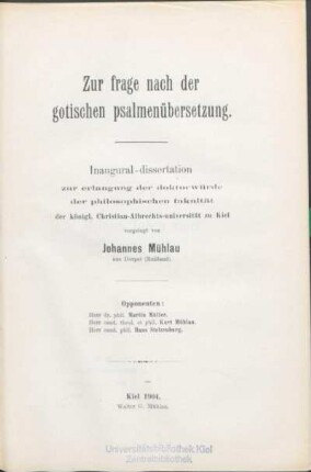 Zur Frage nach der gotischen Psalmenübersetzung