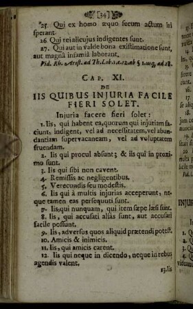 Cap. XI. De Iis Quibus Injuria Facile Fieri Solet.
