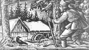 Hoyerswerda-Schwarzkollm. Teufelsmühle und Krabat, Illustration, aus: Sage von Meister Krabat, Martin Nowak-Neumann 1954