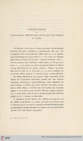 Osservazioni di topografia medievale sopra alcune chiese di Roma