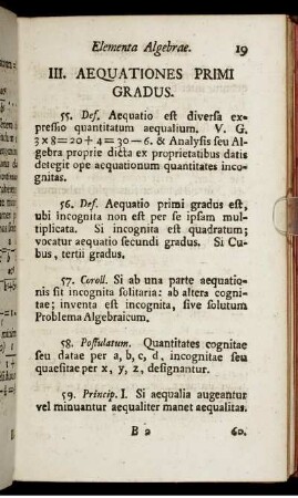 III. Aequationes primi Gradus.