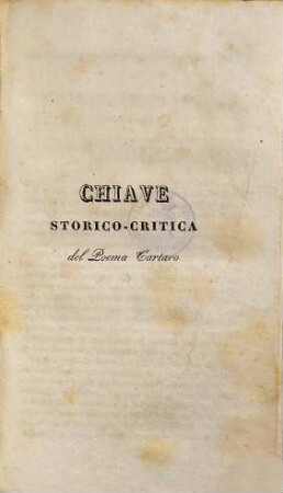 Il poema tartaro : con una chiave storico-critica, [2]. Chiave storico-critica del poema cartaro