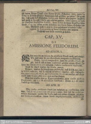 Cap. XV. De Amissione Feudorum