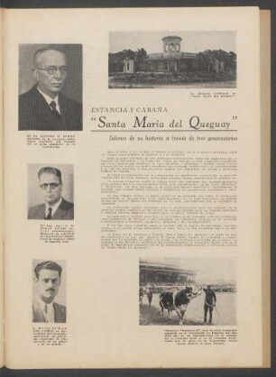 Estancia y cabaña "Santa María del Queguay" : Jalones de su historia a través de tres generaciones