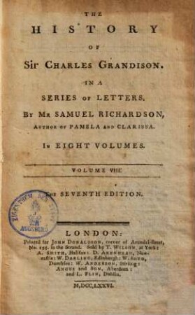 The history of Sir Charles Grandison : In a series of letters, 8