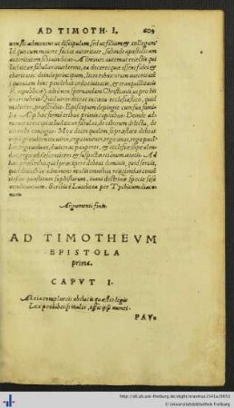 Ad Timotheum Epistola prima.