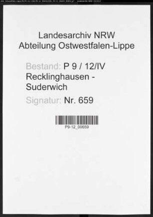 Sterberegister Standesamt IV Recklinghausen-Stadt
