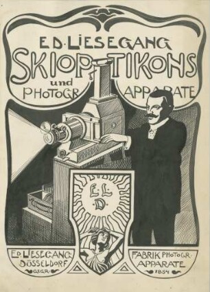 Werbegrafik zu Ed. Liesegangs Skioptikons und Photographische Apparate