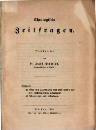 Theologische Zeitfragen