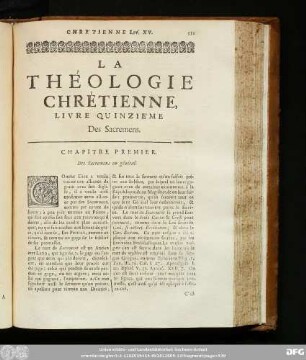 Livre Quinzie'eme. Des Sacremens.