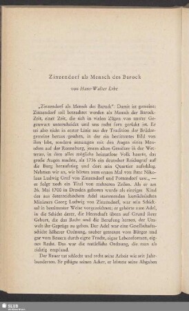 Zinzendorf als Mensch des Barock