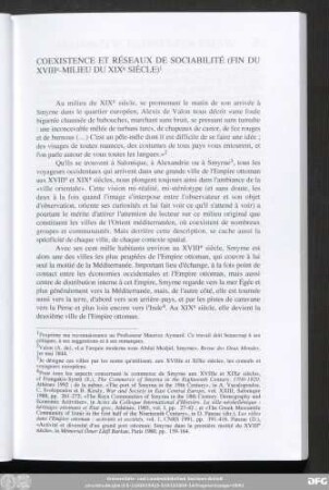 Coexistence Et Réseaux De Sociabilité (Fin Du XVIIIe-Milieu Du XIXe Siècle)