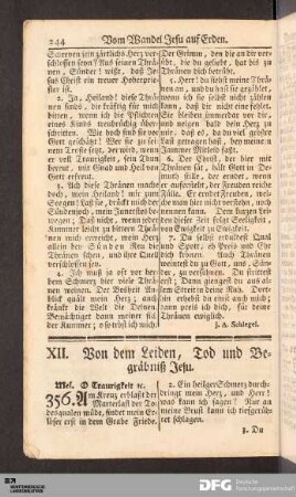 XII. Von dem Leiden, Tod und Begräbniß Jesu.