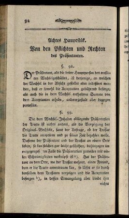 Achtes Hauptstük. Von den Pflichten und Rechten des Präsentanten.