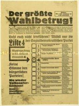 Aufruf der SPD zur sächsischen Landtagswahl 1926