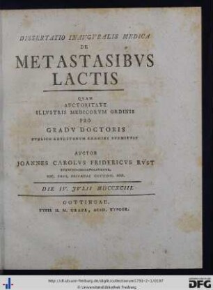 De Metastasibus Lactis.