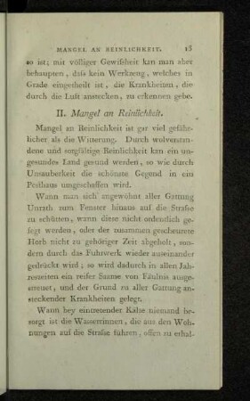II. Mangel an Reinlichkeit.