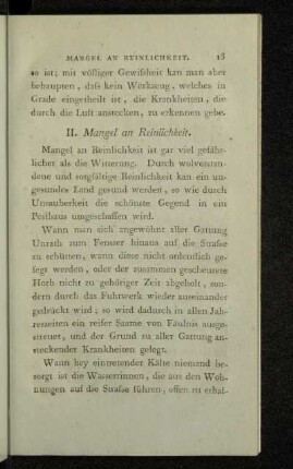 II. Mangel an Reinlichkeit.