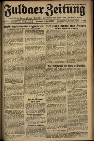 Erste Ausgabe vom Mittwoch, den 03. April 1935.