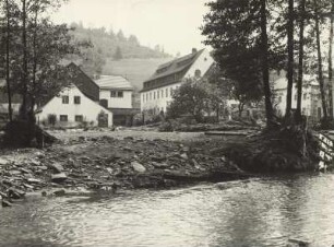 Hammergut Bienhof, durch Erosion aufgerissene Talwiese nach der Unwetterkatastrophe am 8./9. Juli 1927.