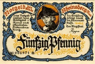 Rheinsberg, Stadt: 50 Pfennig 1922